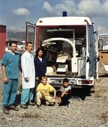 Das Dis-Mobil bei seinem ersten Einsatz in der Türkei in den Lagern der Erdbebenopfer